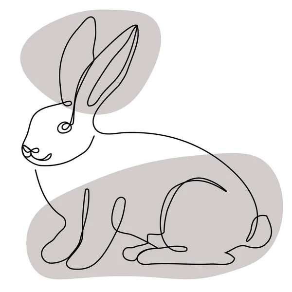 Silhouette Esquissée Contour Lièvre Lapin Oreilles Dessin Continu Une Ligne — Image vectorielle