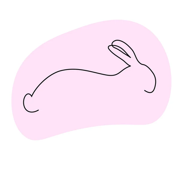 Silhouette Esquissée Contour Lièvre Lapin Oreilles Dessin Continu Une Ligne — Image vectorielle