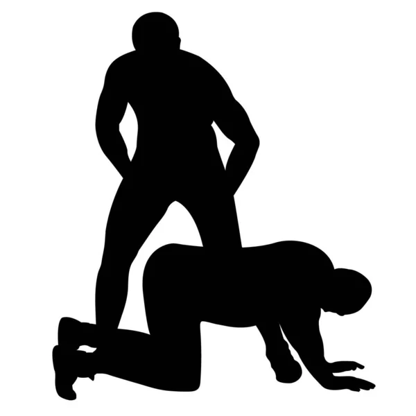 Esboço Silhueta Atleta Wrestler Luta Livre Greco Roman Estilo Livre — Vetor de Stock