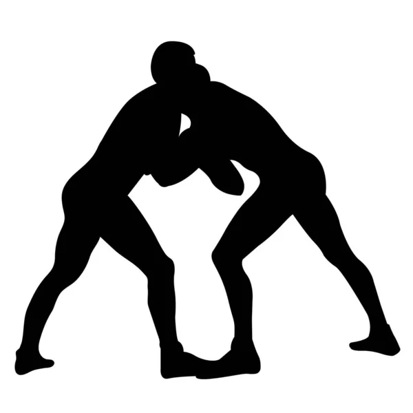 Décrivez Silhouette Athlète Lutteur Lutte Greco Roman Freestyle Lutte Classique — Image vectorielle