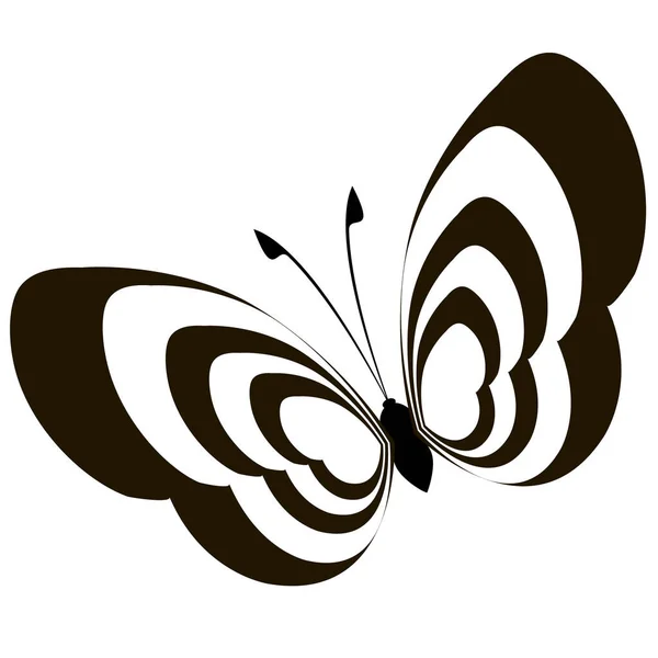 Butterfly Insect Silhouette Outline White Background — Stock Vector