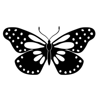 Beyaz arkaplanda kelebek böceği silueti ana hatları