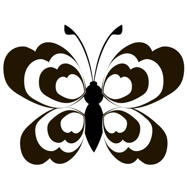 Profilo Sagoma Insetto Farfalla Sfondo Bianco — Vettoriale Stock