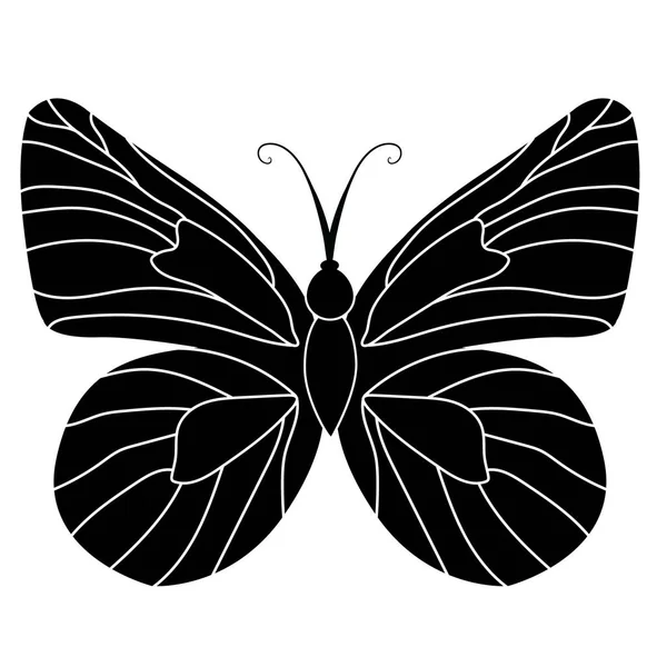 Schmetterling Insekt Silhouette Umriss Auf Weißem Hintergrund — Stockvektor