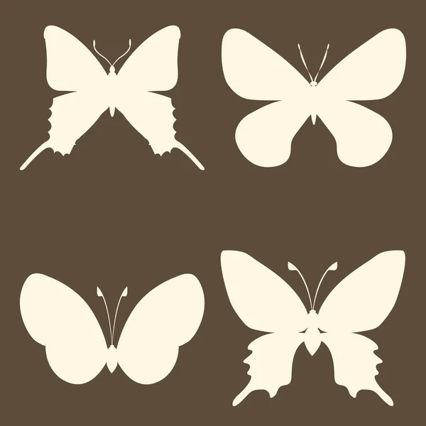 Ensemble Silhouette Silhouette Papillons Insectes — Image vectorielle