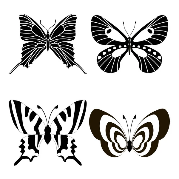 Satz Von Silhouette Insekt Schmetterlinge — Stockvektor
