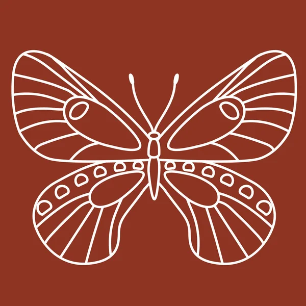 Egy Pillangó Rovar Vázlatos Körvonala Doodle Vonal Rajz — Stock Vector