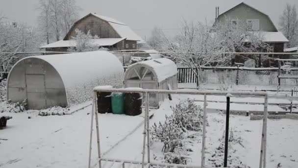Nieve Jardín Campo Nieve — Vídeos de Stock
