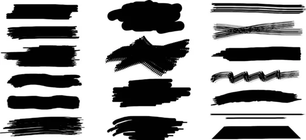 ブラシストローク 黒いインクの塊が隔離されてる ステンシルのベクトルセット デザイン教育やグラフィックデザインのための様々な形状のGrungy抽象アイコン — ストック写真