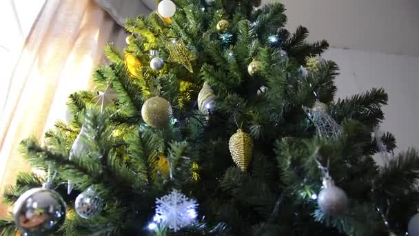 Árbol Navidad Alto Con Juguetes Celebramos Año Nuevo Casa Navidad — Vídeos de Stock