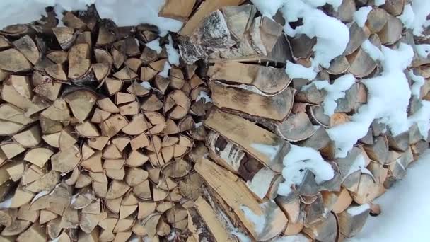 Palivo Kamen Vany Suroviny Pro Vytápění Vnitřních Prostorů Příprava Dřeva — Stock video
