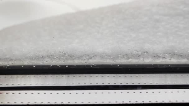 Nieve Tras Nieve Ventanas Plástico Con Ventanas Doble Acristalamiento — Vídeos de Stock