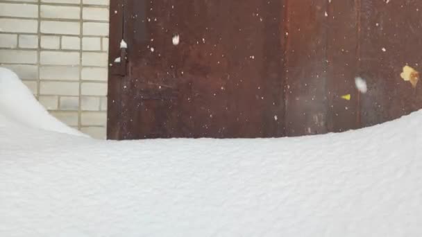 Снегопад Дверь Гаража Дверь Гаража Снегопад — стоковое видео