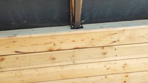 Uszyty Sufit Werandzie Deski Drewniane Budowy Domu — Wideo stockowe
