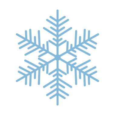 Güzel mavi kar tanesi. Karmaşık şekilli bir kar tanesi. Kışın ve yeni yılın sembolü. Beyaz arkaplanda izole edilmiş vektör illüstrasyonu