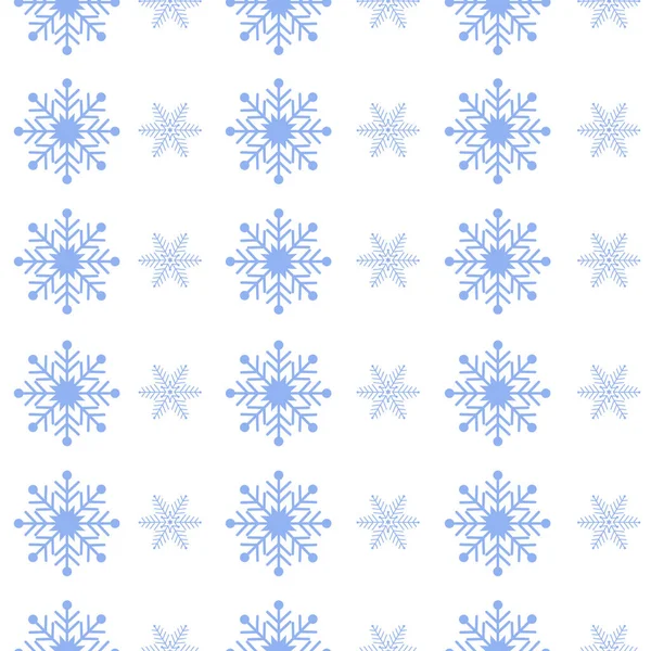 Vintersömlöst mönster med bilden av snöflingor av olika former. Julmönster med snöflingor. Jul mönster för prinsen, på en vit bakgrund — Stock vektor
