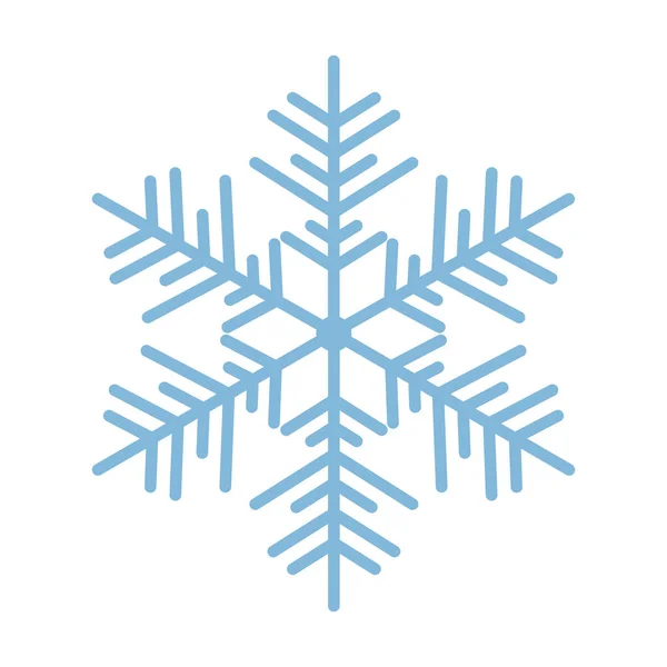 Vacker blå snöflinga. En snöflinga av komplex form. En symbol för vinter och nyår. Vektor illustration isolerad på en vit bakgrund — Stock vektor