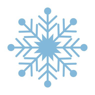 Güzel mavi kar tanesi. Karmaşık şekilli bir kar tanesi. Kışın ve yeni yılın sembolü. Beyaz arkaplanda izole edilmiş vektör illüstrasyonu