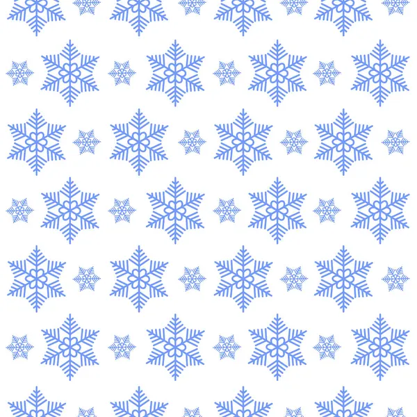 Patrón sin costuras de invierno con la imagen de copos de nieve de varias formas. Patrón de Navidad con copos de nieve. Patrón de Navidad para el príncipe, sobre un fondo blanco — Archivo Imágenes Vectoriales