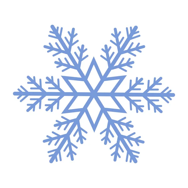 Schöne blaue Schneeflocke. Eine Schneeflocke von komplexer Form. Ein Symbol für Winter und Neujahr. Vektor-Illustration isoliert auf weißem Hintergrund — Stockvektor