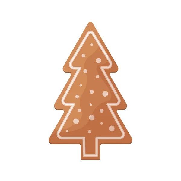 Χαριτωμένο Χριστουγεννιάτικο ψωμί. Πρωτοχρονιάτικο μελόψωμο σε σχήμα χριστουγεννιάτικου δέντρου. Εορταστικά γλυκά. Χριστουγεννιάτικα μπισκότα σε σχήμα χριστουγεννιάτικου δέντρου. Εικονογράφηση διανύσματος — Διανυσματικό Αρχείο