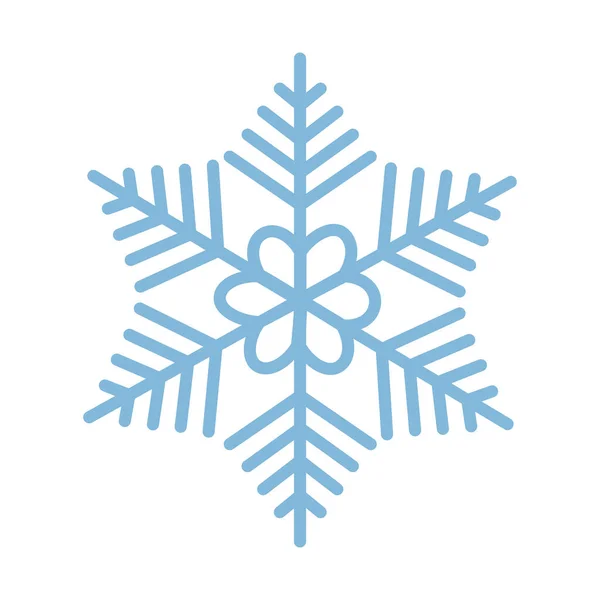 Vacker blå snöflinga. En snöflinga av komplex form. En symbol för vinter och nyår. Vektor illustration isolerad på en vit bakgrund — Stock vektor
