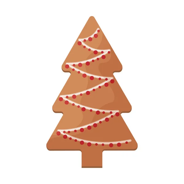 크리스마스 진저브레드를 크리스마스 트리 모양으로 장식 한 귀여운 진저브레드. 피스트 패스 트리, 소나무. 전나무 모양의 크리스마스 쿠키. 독립 된 벡터 일러스트 — 스톡 벡터