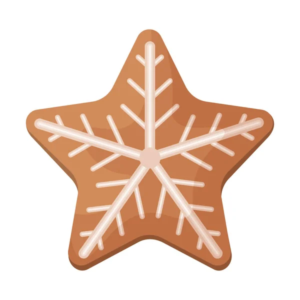 Słodki Piernik Świąteczny Tort Noworoczny Piernik Kształcie Gwiazdy Ozdobionej Wzorami — Wektor stockowy