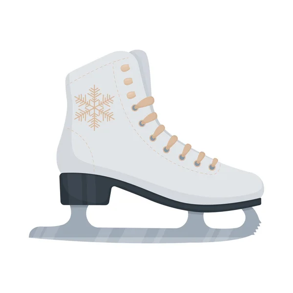 フィギュアスケート、雪の結晶パターンを持つ白。アイススケート。スポーツ用具。白い背景に独立したベクターイラスト — ストックベクタ
