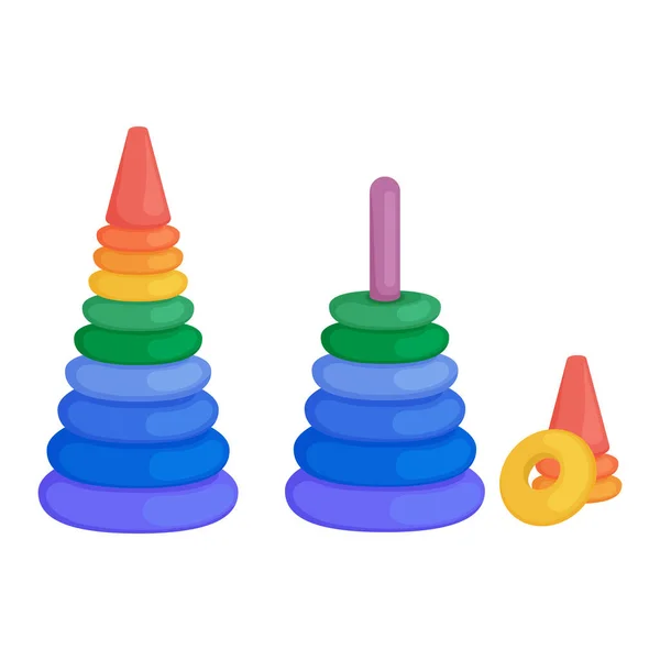 Pyramide des enfants. Illustration des enfants de couleur vive avec l'image des pyramides des enfants.Une collection de deux pyramides. Un jouet pour le développement de la logique. Illustration vectorielle — Image vectorielle