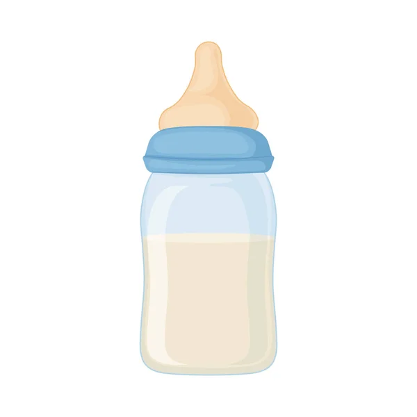 A bottle with a pacifier for babies. A bottle for feeding newborns filled with milk. Baby milk bottle. Vector illustration isolated on a white background — стоковый вектор