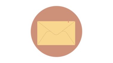 İçinde 2D animasyon olan bir zarf açıldı. İletişim, mesaj, e-posta. Bilgi, davet, rapor gibi konular için