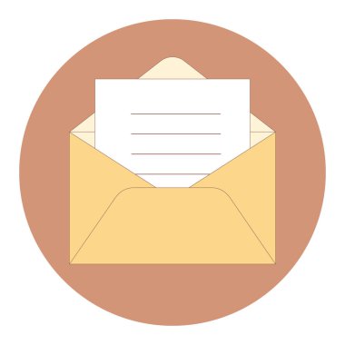 İçinde harf simgesi olan bir zarf açıldı. İletişim, mesaj, e-posta. Bilgi, davet, rapor gibi konular için