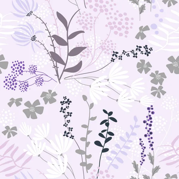 Yapraklar ve çiçeklerle soyut ve pürüzsüz desen.