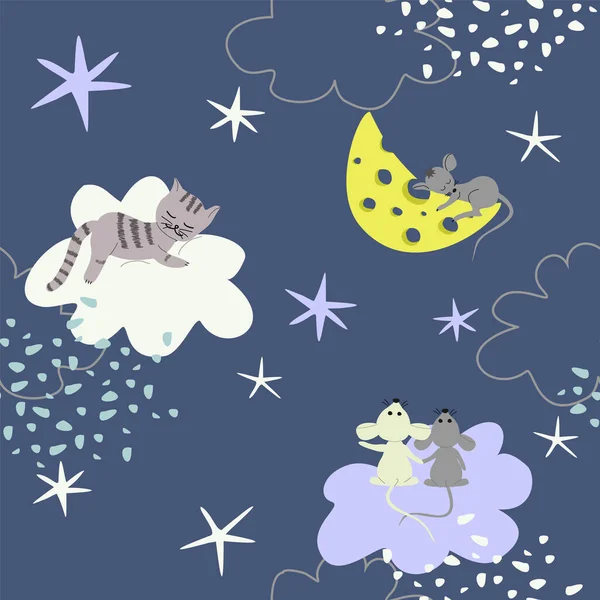 Yıldızlı gökyüzü, ay, kedi ve farelerle kusursuz çocuksu bir düzen..