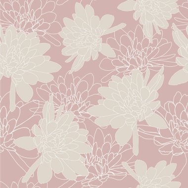 Yaprakları ve çiçekleri olan soyut, pürüzsüz bir desen. Çeşitli yüzey için vektör arkaplanı. Moda el çizimi dokular.