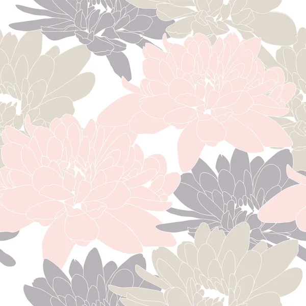 Yaprakları ve çiçekleri olan soyut, pürüzsüz bir desen. Çeşitli yüzey için vektör arkaplanı. Moda el çizimi dokular.