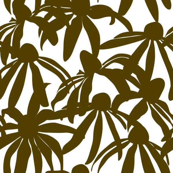 Yaprakları ve çiçekleri olan soyut, pürüzsüz bir desen. Çeşitli yüzey için vektör arkaplanı. Moda el çizimi dokular.