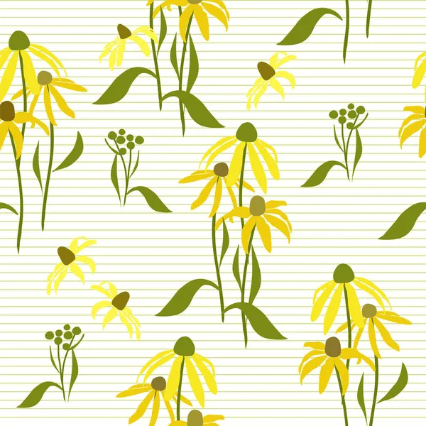 Yaprakları ve çiçekleri olan soyut, pürüzsüz bir desen. Çeşitli yüzey için vektör arkaplanı. Moda el çizimi dokular.