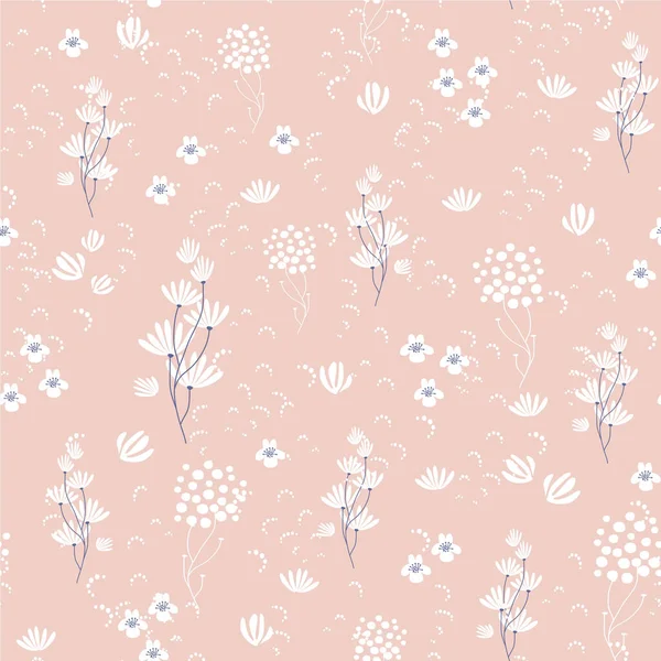 Yaprakları ve çiçekleri olan soyut, pürüzsüz bir desen. Çeşitli yüzey için vektör arkaplanı. Moda el çizimi dokular.