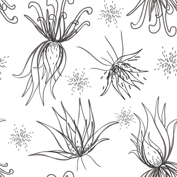 Abstraktes Nahtloses Muster Mit Blättern Und Blüten Vektorhintergrund Für Verschiedene — Stockvektor