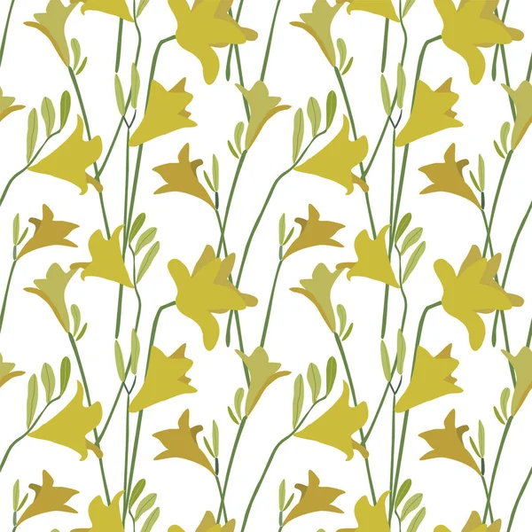 Yaprakları ve çiçekleri olan soyut, pürüzsüz bir desen. Çeşitli yüzey için vektör arkaplanı. Moda el çizimi dokular.