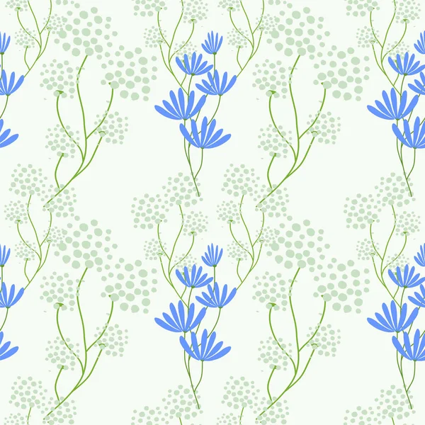 Yaprakları ve çiçekleri olan soyut, pürüzsüz bir desen. Çeşitli yüzey için vektör arkaplanı.