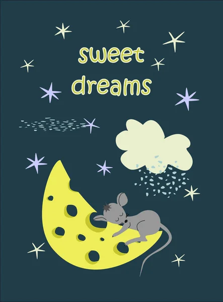 Cute mouses, cloud and stars. Childish print — Stock Photo, Image