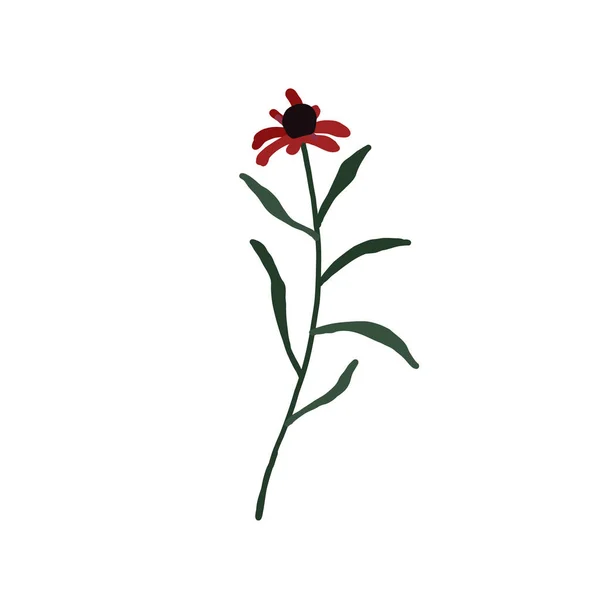 Astratto fiore selvatico rosso isolato su sfondo bianco — Vettoriale Stock