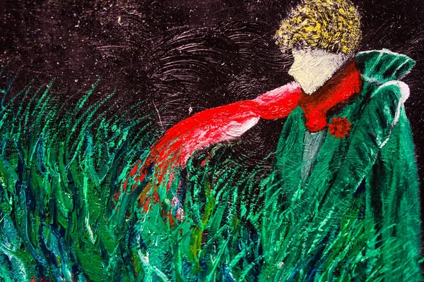 Lukisan Minyak Little Prince Atas Kanvas Latar Belakang — Stok Foto
