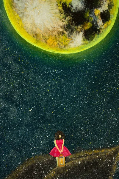 Olieverf Maan Achtergrond Textuur — Stockfoto