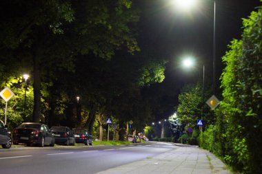 Sonbahar gecesi şehri. Gece sahnesi. Arkaplan.