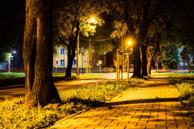 Sonbahar gecesi şehri. Gece sahnesi. Arkaplan.