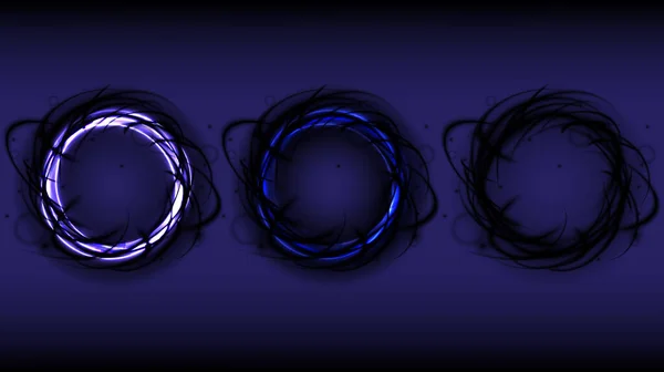 Technologie Duisternis Wervelt Zwart Effect Collectie Magisch Abstracte Frame Ring — Stockvector